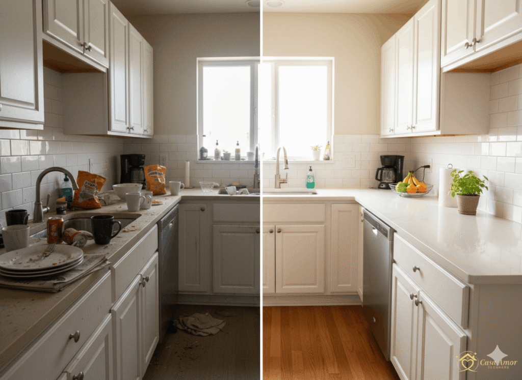 Before and after deep cleaning transformation